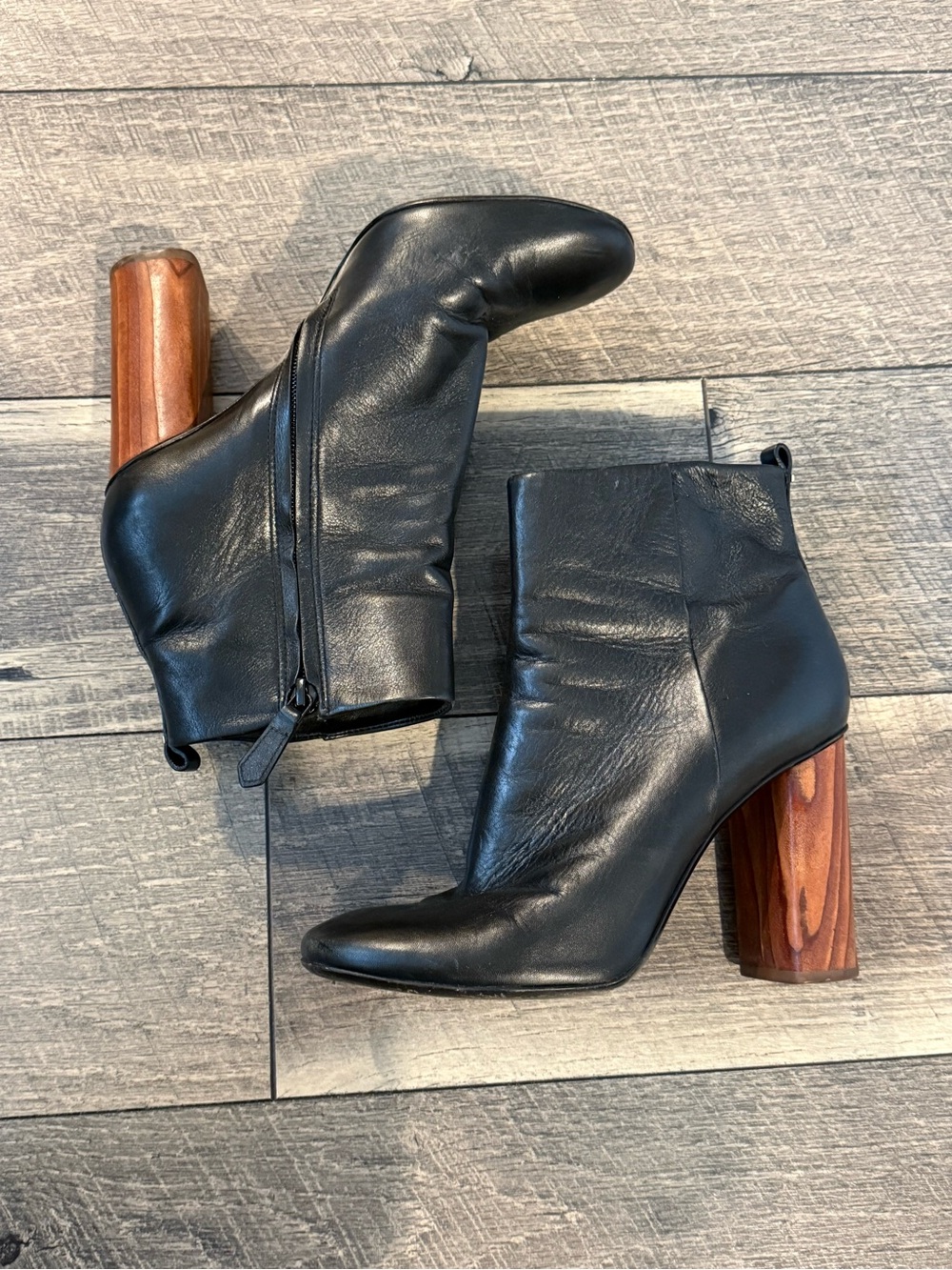 Tory Burch Leather Block Heel Booties - Picture 1 of 7